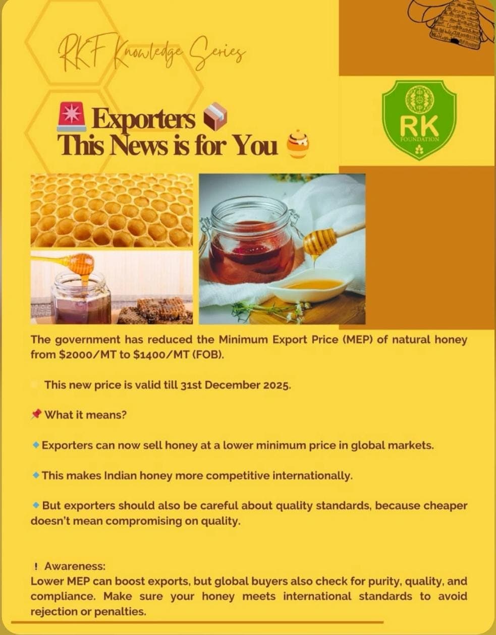 Exporters: Honey Minimum Export Price Update